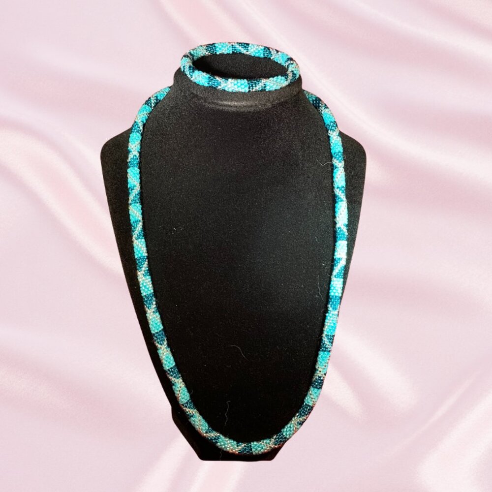 NEW never worn Sashka Bracelet AND Necklace - Teal and Silver
